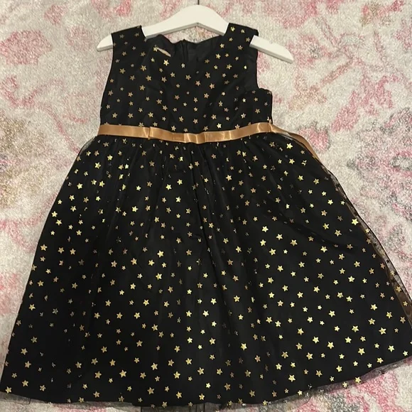 Purple Rose | Dresses | Black Formal Dress With Gold Sash Tie And Gold Stars  | Poshmark